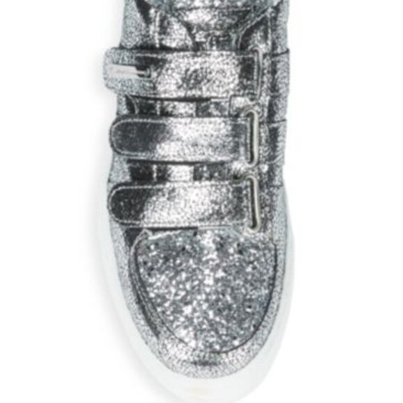 Alessandro Dell’ Acqua Leather Low Top Glitter Silver Sneaker Shoe US 8.5B NIB - Picture 9 of 15